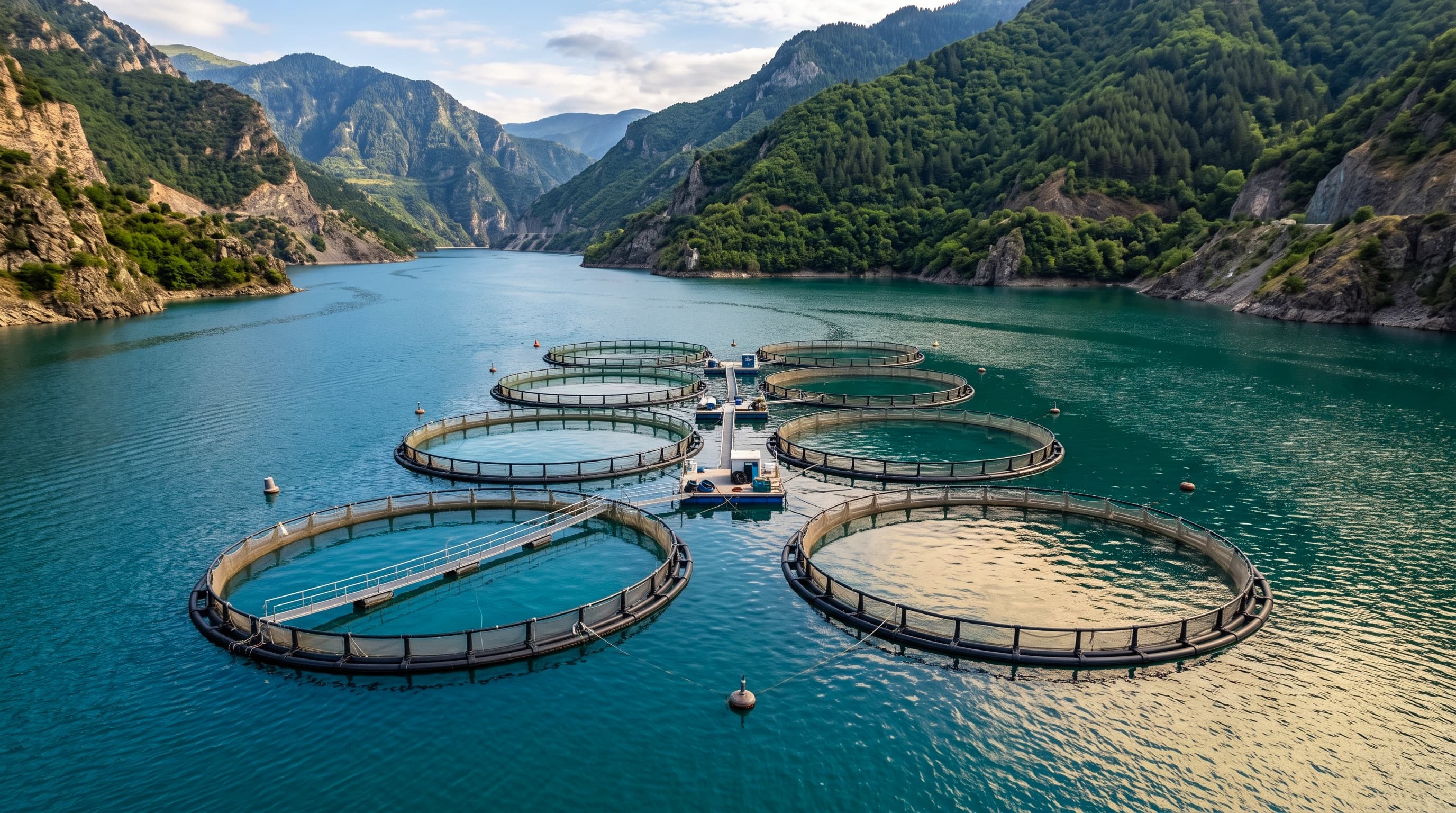 SAK salmon farm — Deriner Reservoir, Artvin